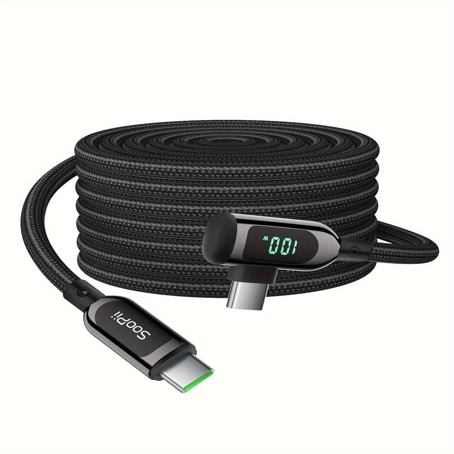 OmnyCable Ultra-100 — 100 W Right-Angle Nylon-Braided USB-C to USB-C Cable