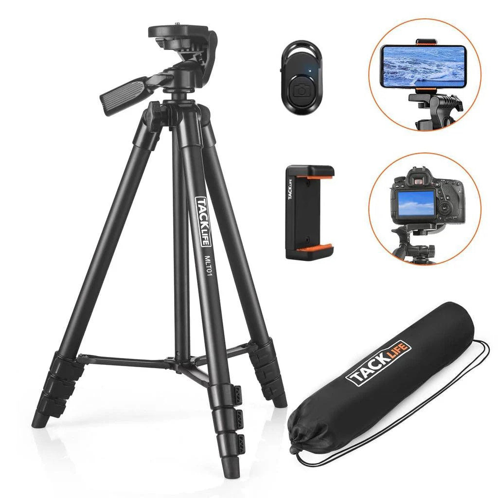 Travel Tripod Kit — 53″ (40.5–135 cm) Aluminum + Carry Bag & Remote
