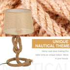 Nautical Table Lamp — Rope Frame & Fabric Shade
