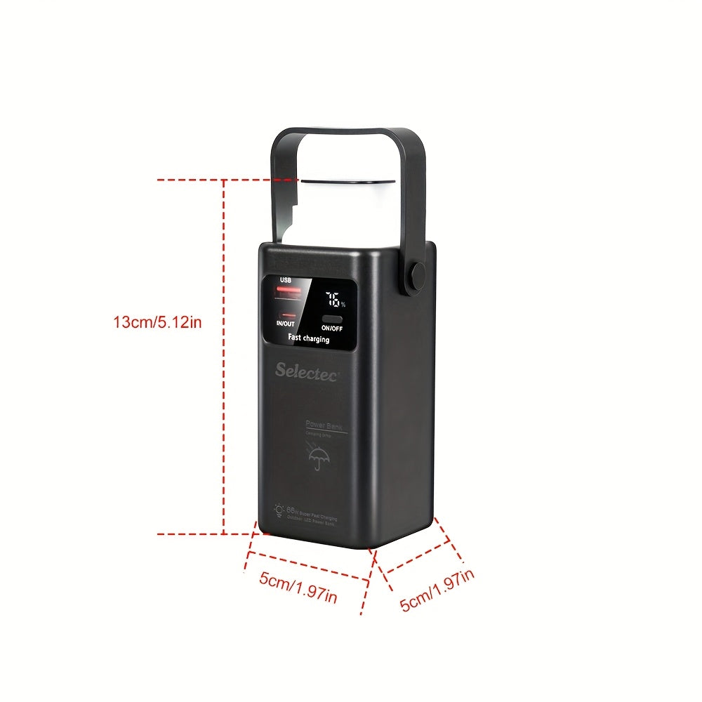 Power Bank with 66 W Super-Fast Charging, Dual Integrated Cables + 2× USB-A Outputs