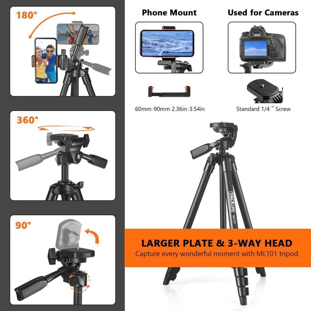 Travel Tripod Kit — 53″ (40.5–135 cm) Aluminum + Carry Bag & Remote