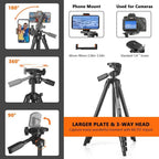 Travel Tripod Kit — 53″ (40.5–135 cm) Aluminum + Carry Bag & Remote