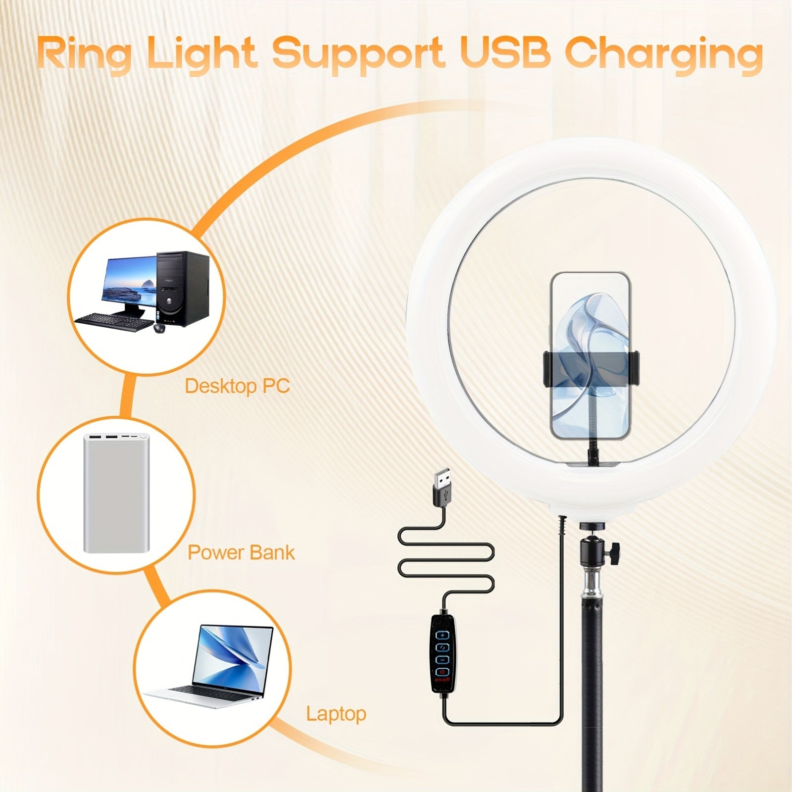 RGB 12″ Ring Light Kit — 110 cm Tripod + Phone Clamp