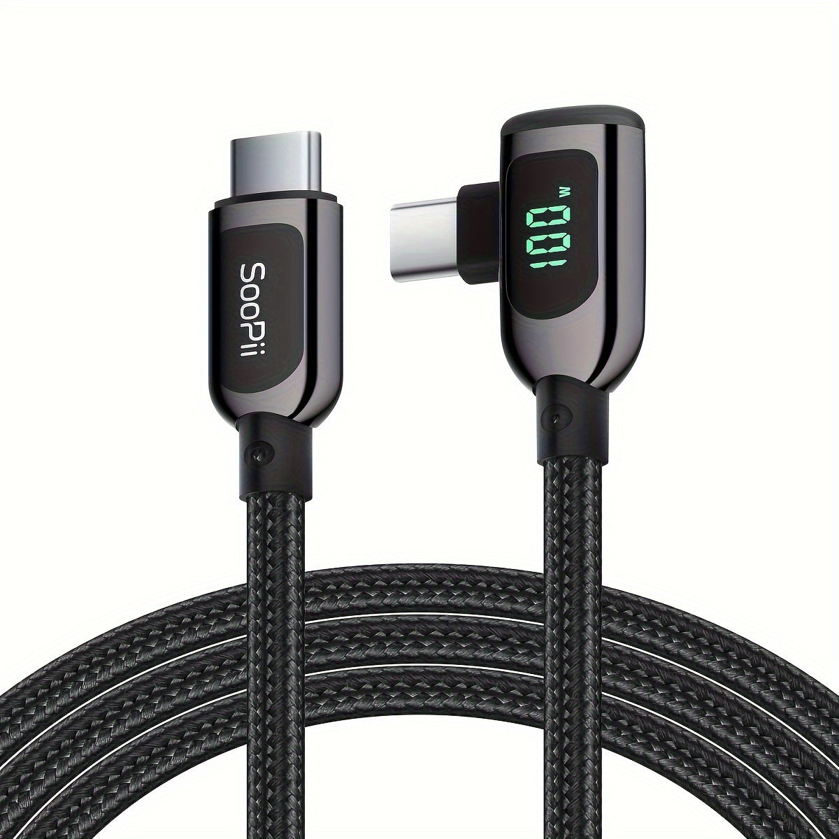 OmnyCable Ultra-100 — 100 W Right-Angle Nylon-Braided USB-C to USB-C Cable