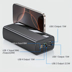 High-Capacity Power Bank (4 USB Ports, LED Display, Dual Input Ports)