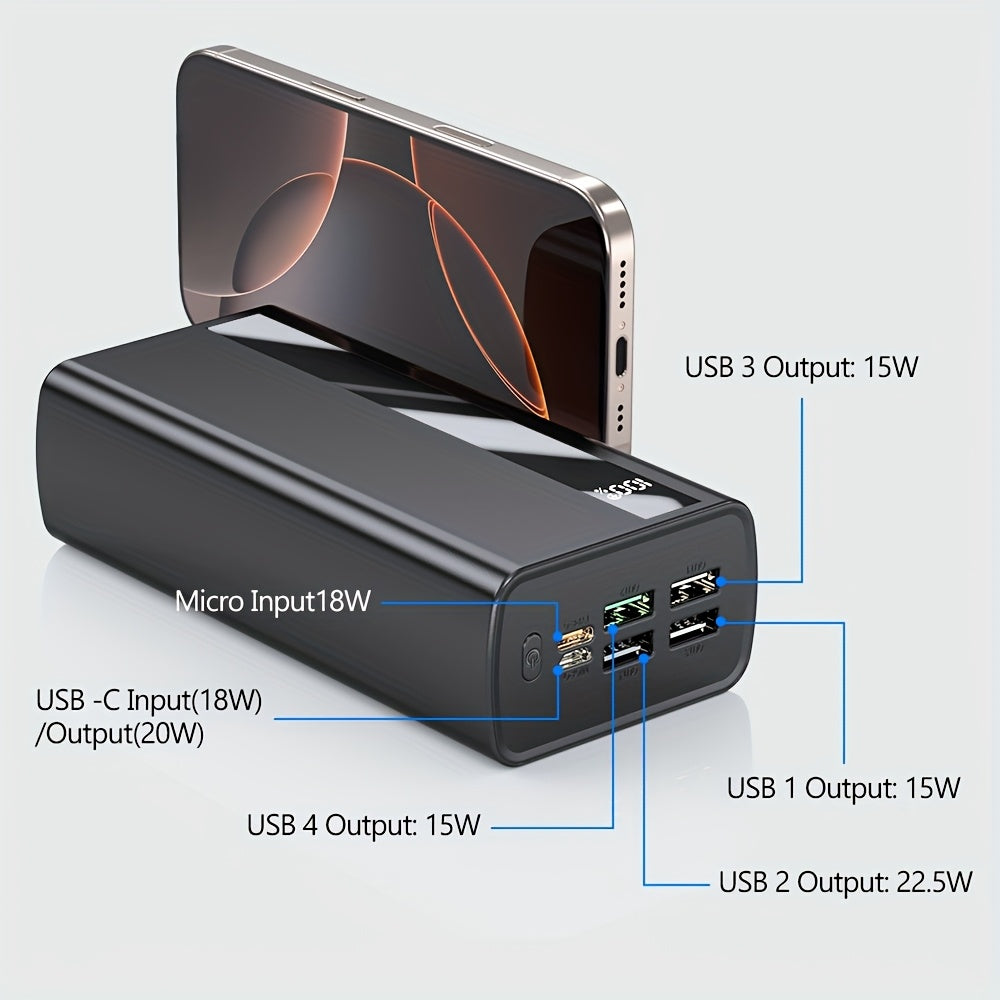 High-Capacity Power Bank (4 USB Ports, LED Display, Dual Input Ports)