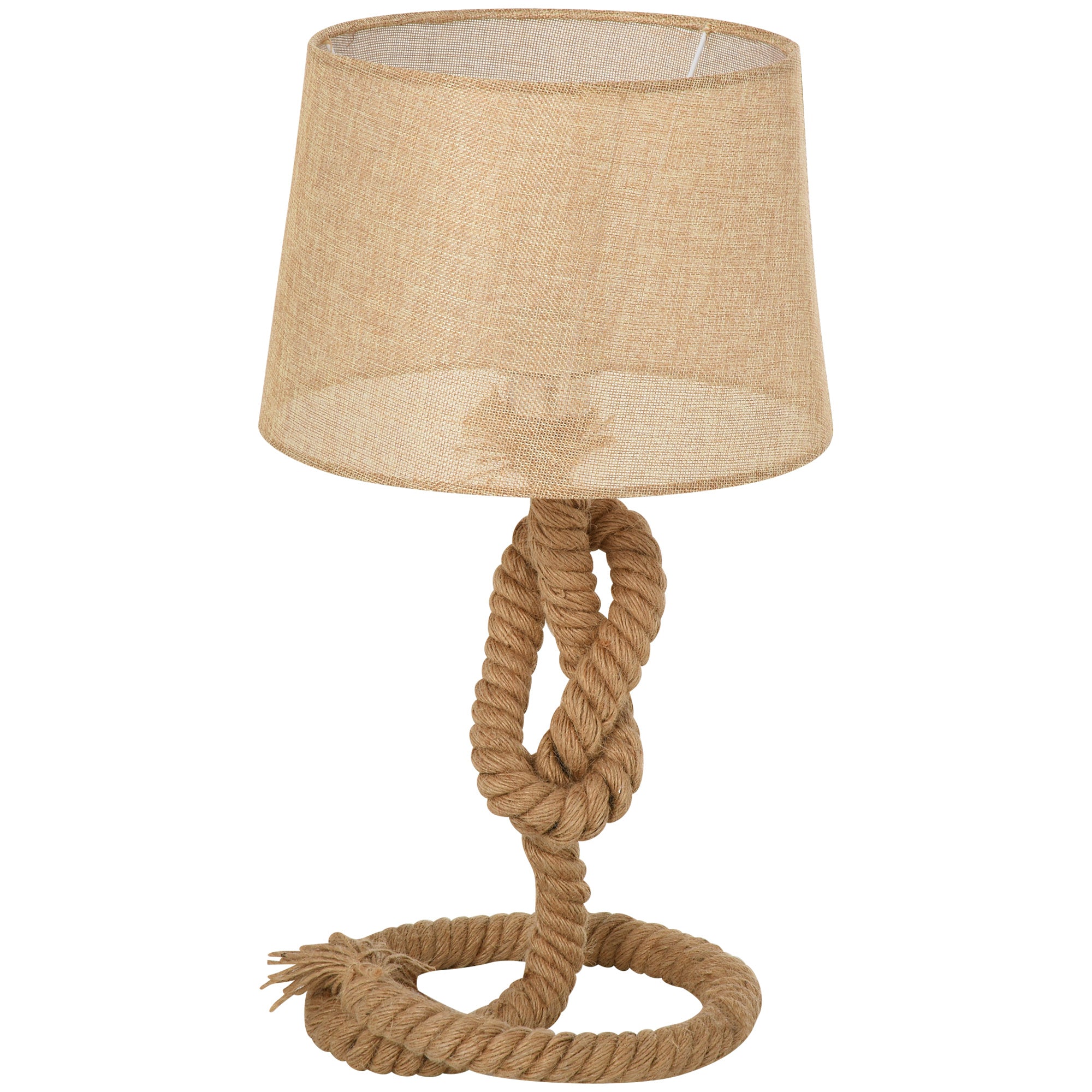 Nautical Table Lamp — Rope Frame & Fabric Shade