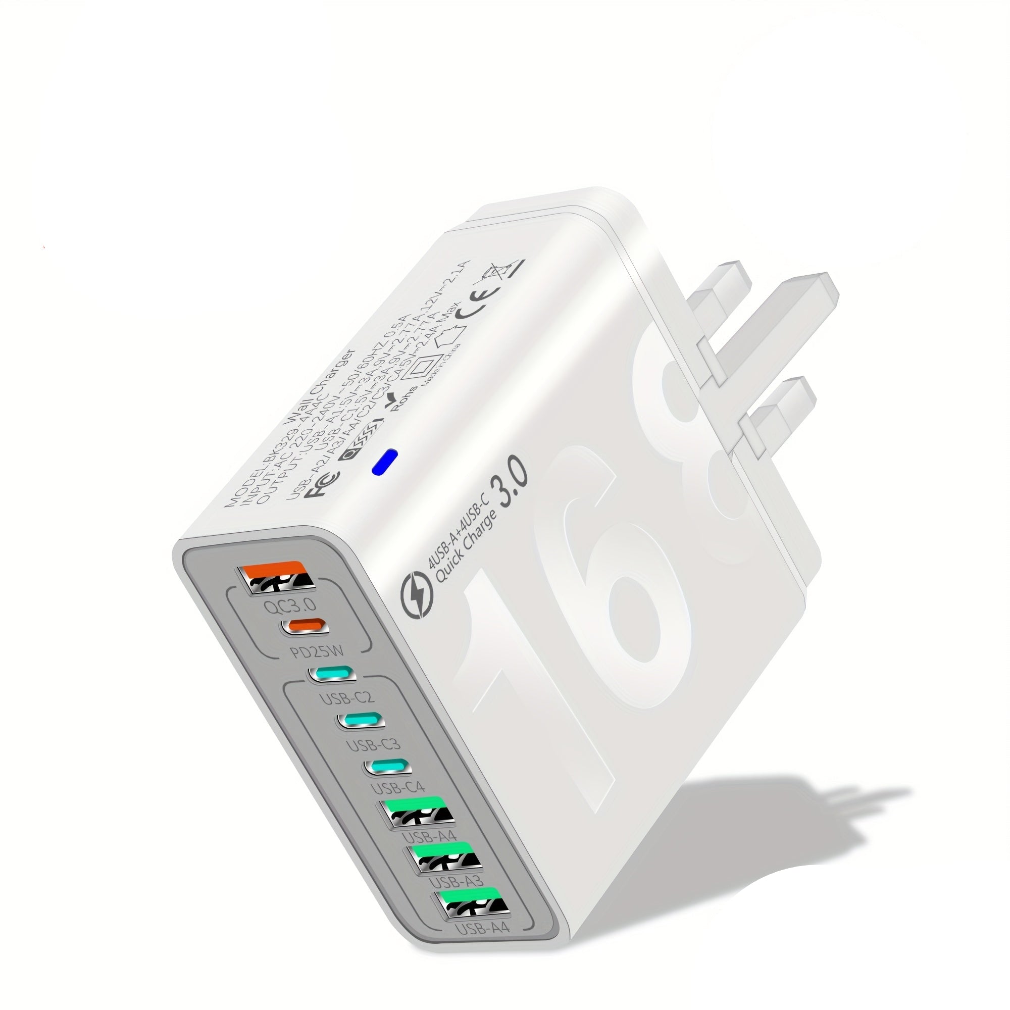 Charge Hub 8-in-1 — 4-Port QC 3.0 / USB-C Multi-Device [VARIATIONS-AVAILABLE]