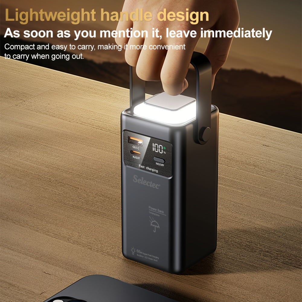 Power Bank with 66 W Super-Fast Charging, Dual Integrated Cables + 2× USB-A Outputs