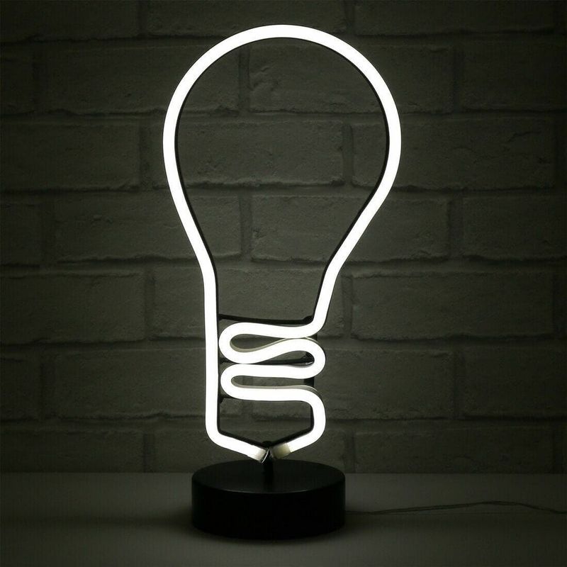 Lightbulb Neon White Table Lamp Bright - LED Rope Light Feature