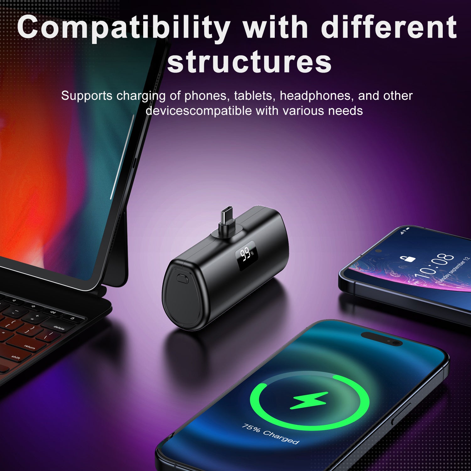 Ultra-Compact Power Bank (USB-C, Built-in Cable Variant)