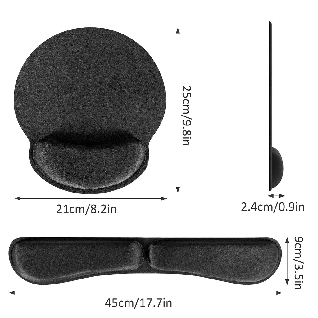 Memory-Foam Keyboard Wrist Rest + Mouse Pad (Non-Slip Base)