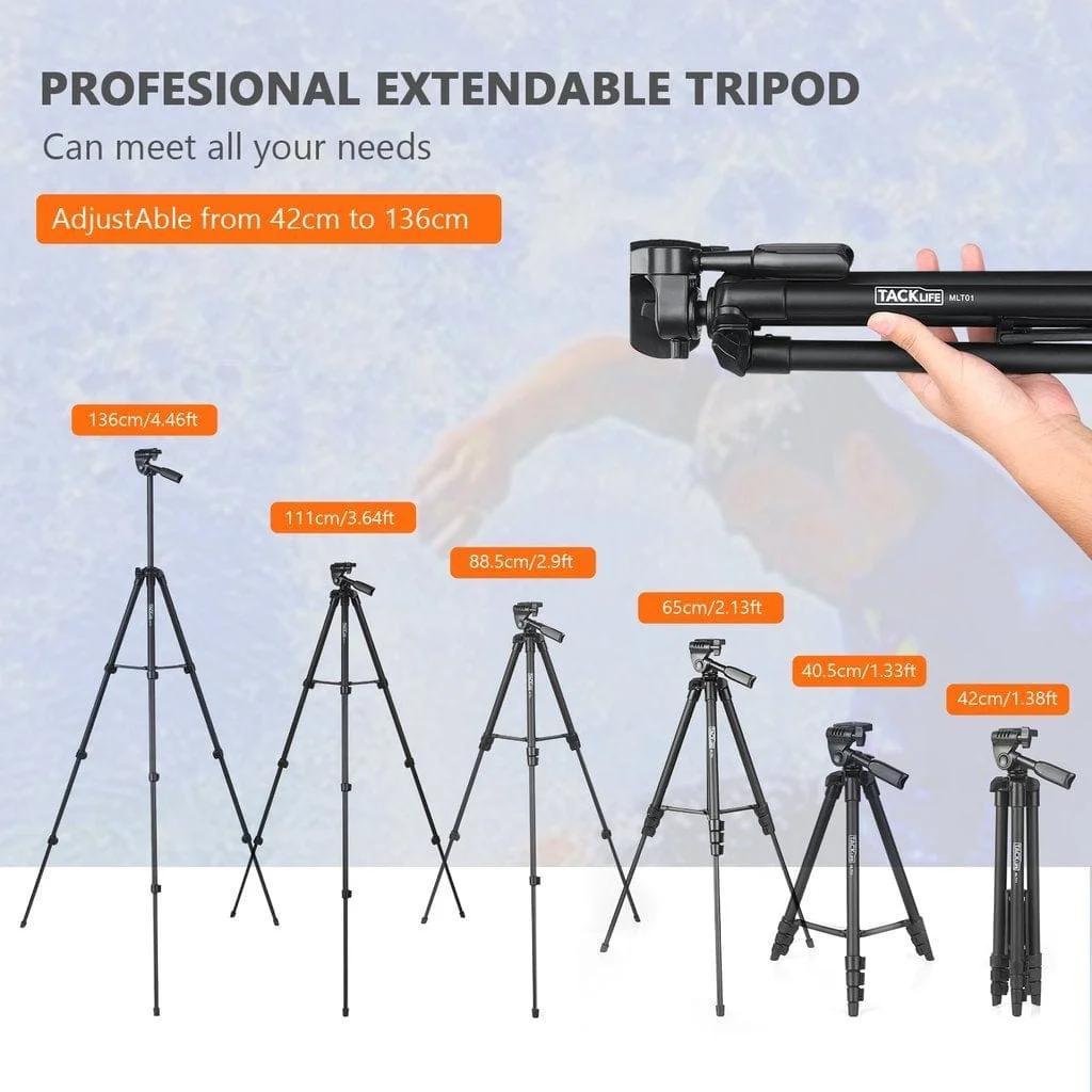 Travel Tripod Kit — 53″ (40.5–135 cm) Aluminum + Carry Bag & Remote