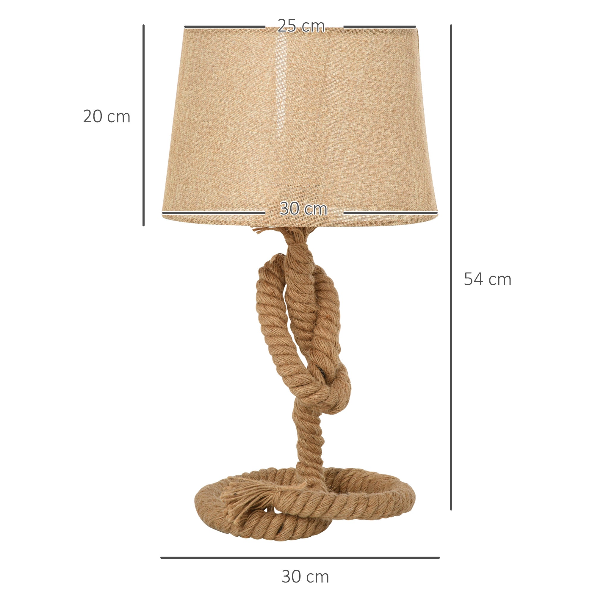 Nautical Table Lamp — Rope Frame & Fabric Shade