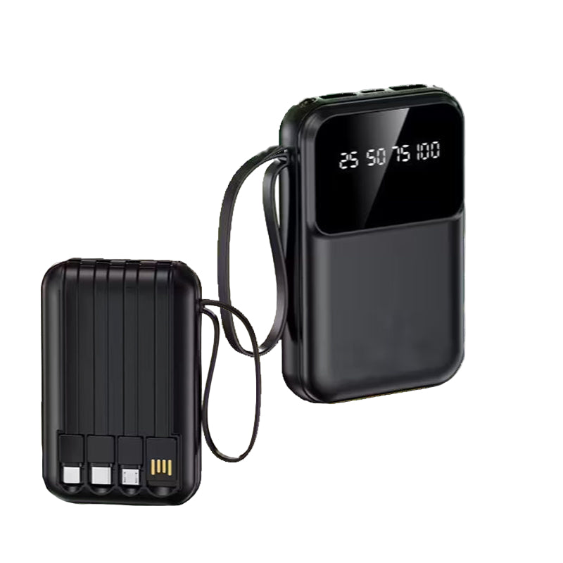 Power Bank with 20W Fast-Charge & Built-in Cables