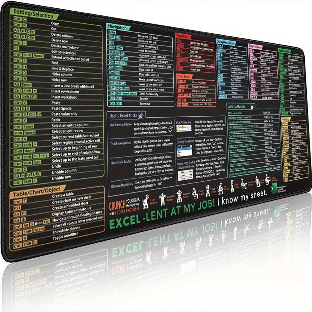 Excel Shortcuts Giant Desk Mat 30.48x60.96 cm