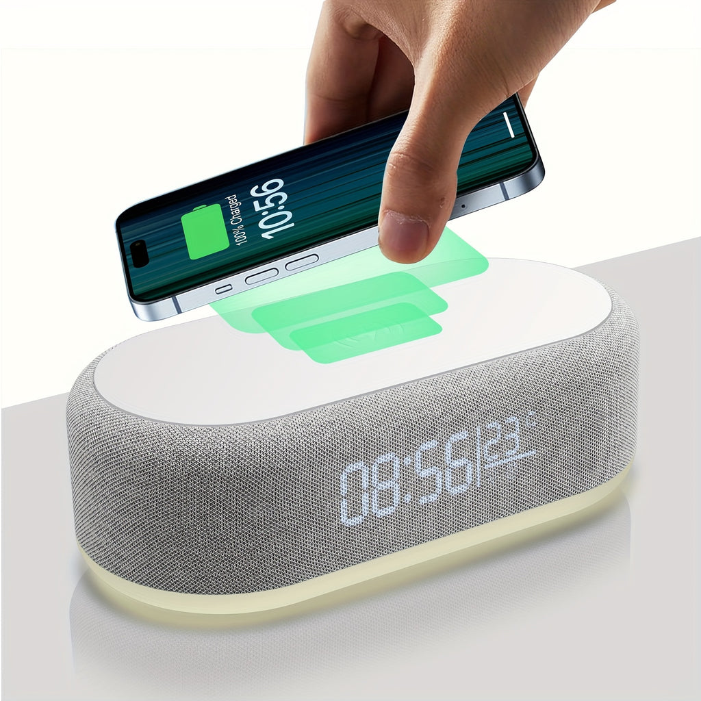 Smart Alarm Clock with 15 W Wireless Charger & Ambient Glow