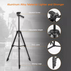 Travel Tripod Kit — 53″ (40.5–135 cm) Aluminum + Carry Bag & Remote