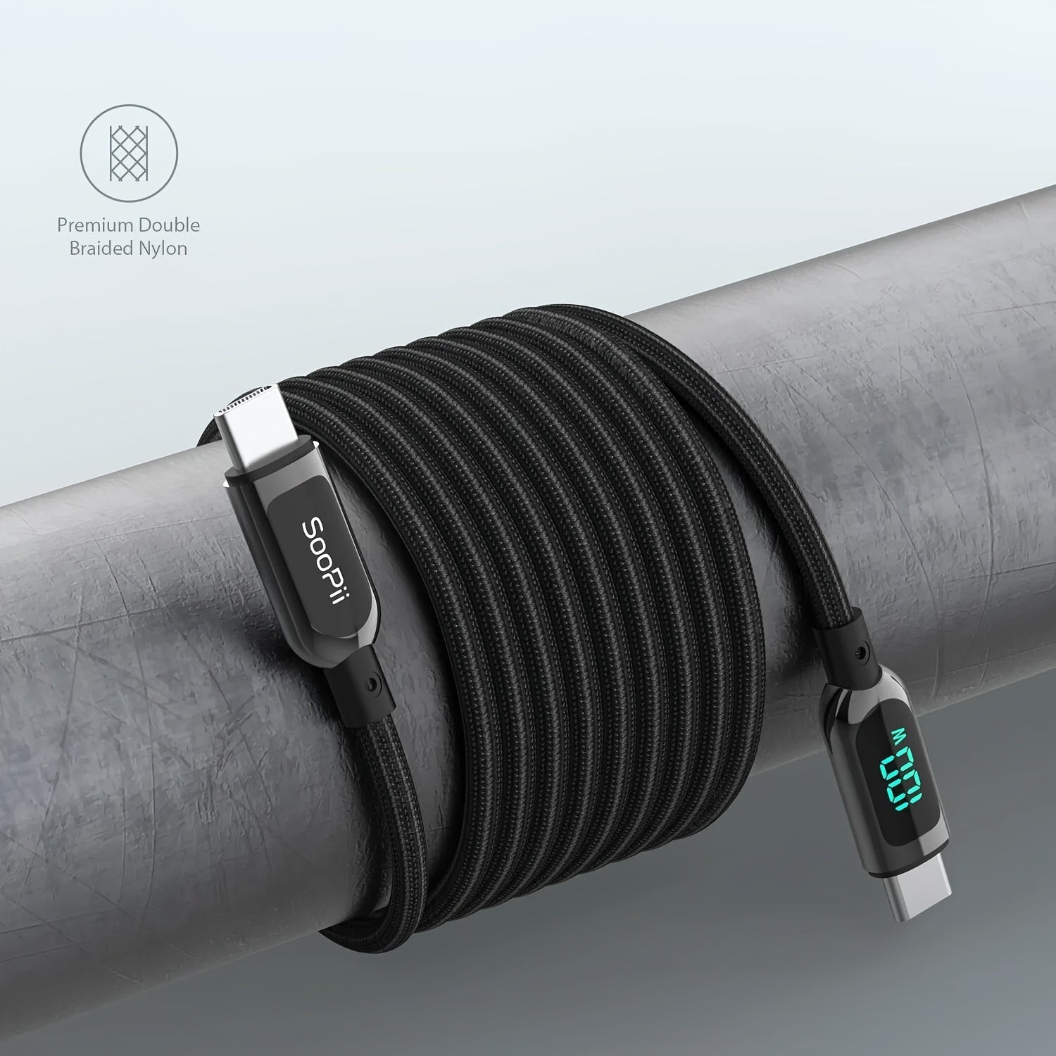 SOOPII - Braided USB-C to USB-C with LED Display