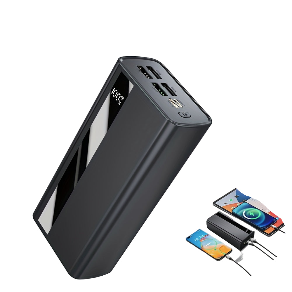 High-Capacity Power Bank (4 USB Ports, LED Display, Dual Input Ports)