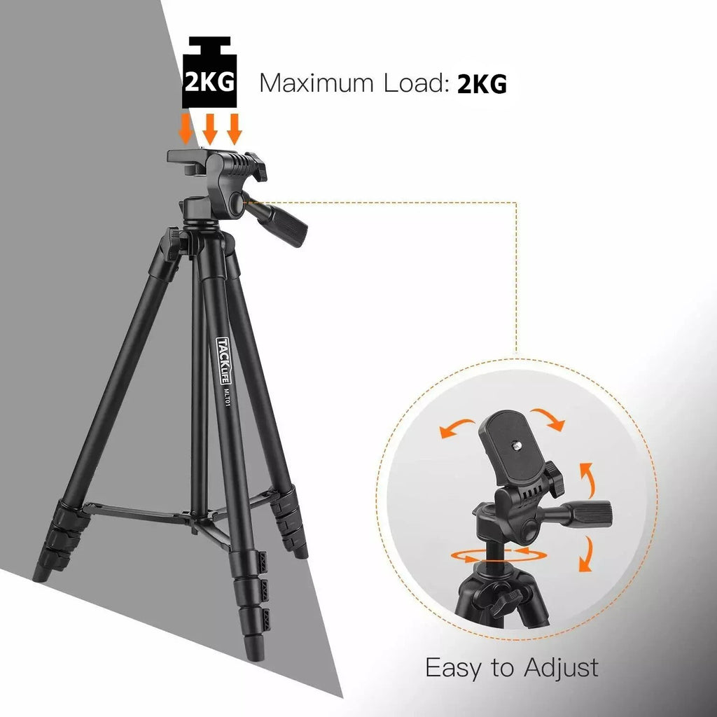 Travel Tripod Kit — 53″ (40.5–135 cm) Aluminum + Carry Bag & Remote