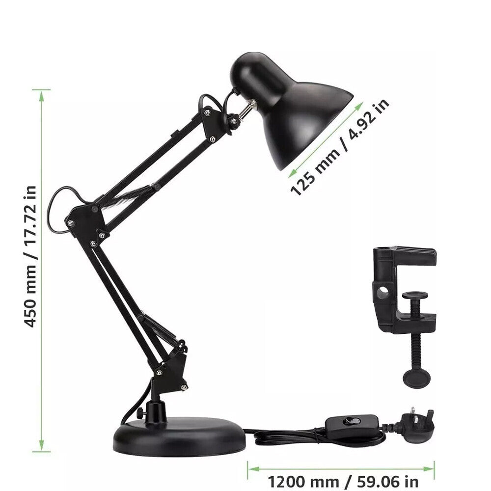 Flexible Multi-Angle Clip-On Desk Lamp - With extra Clip-on Desk feature