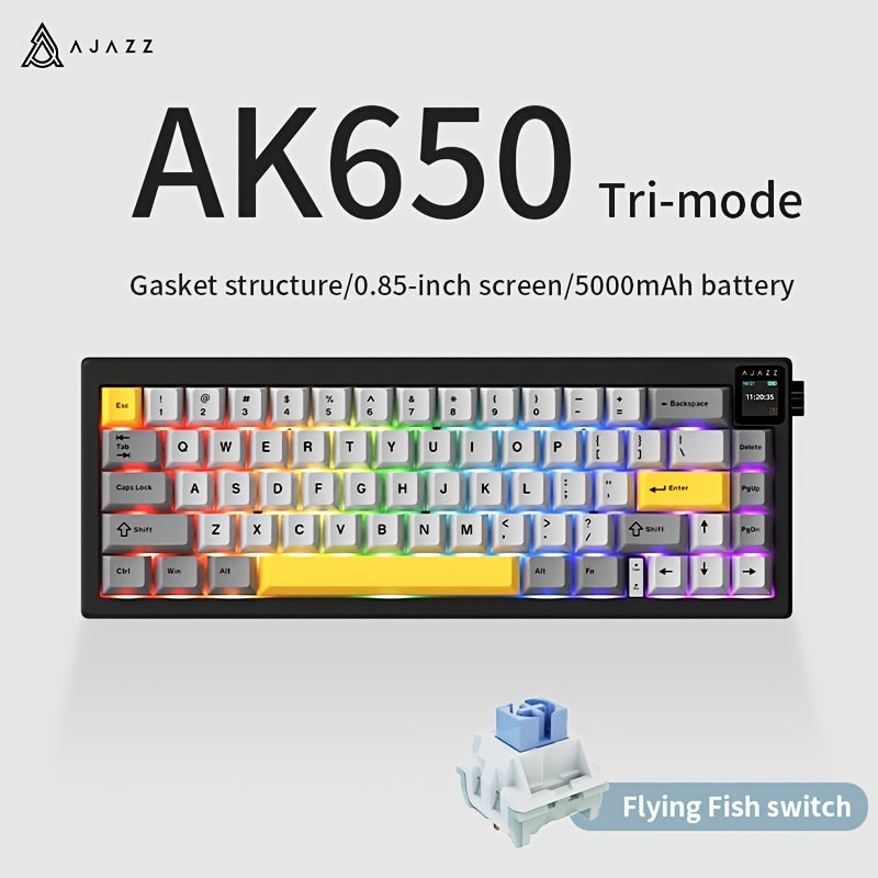 AJAZZ AK650 — Wireless 65 % Mechanical Keyboard with Screen & Knob [VARIATIONS-AVAILABLE]