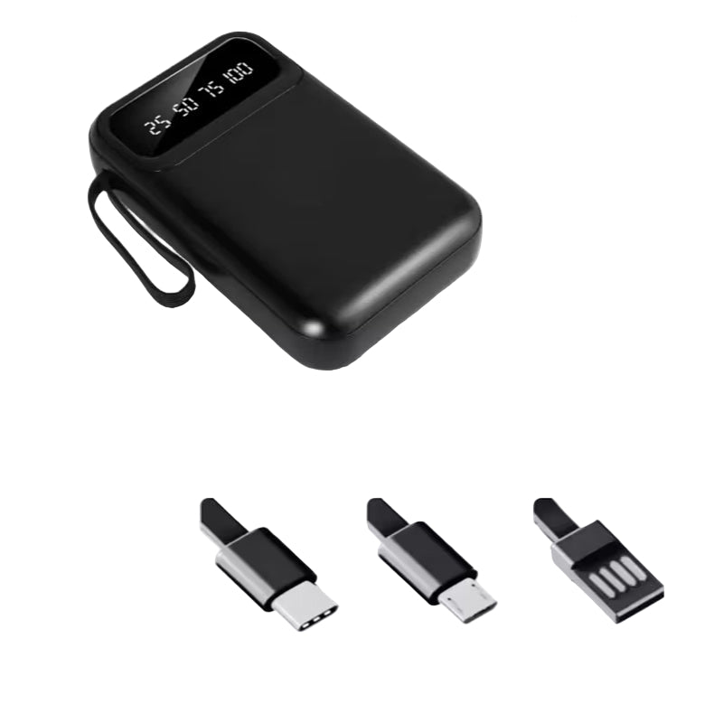 Power Bank with 20W Fast-Charge & Built-in Cables